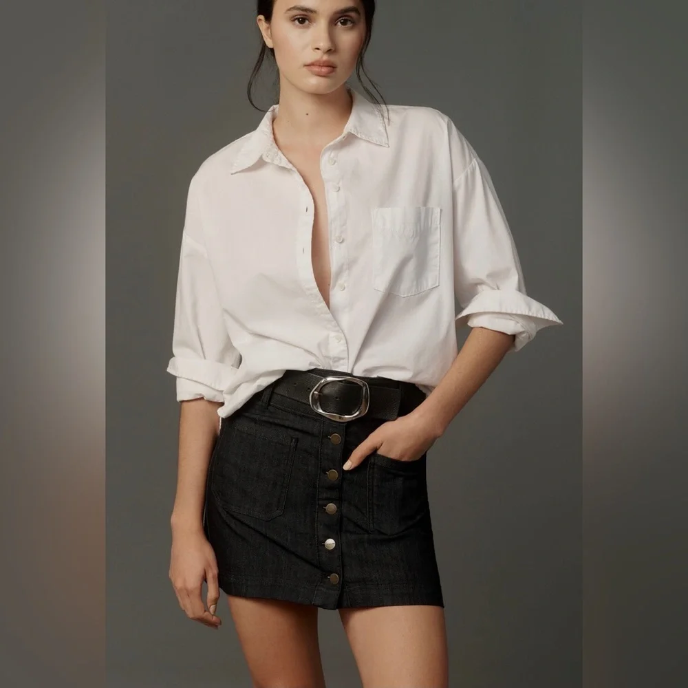 NWT Anthropologie Pilcro Button-Front Denim Mini Skirt, Size 14 - Picture 3 of 7